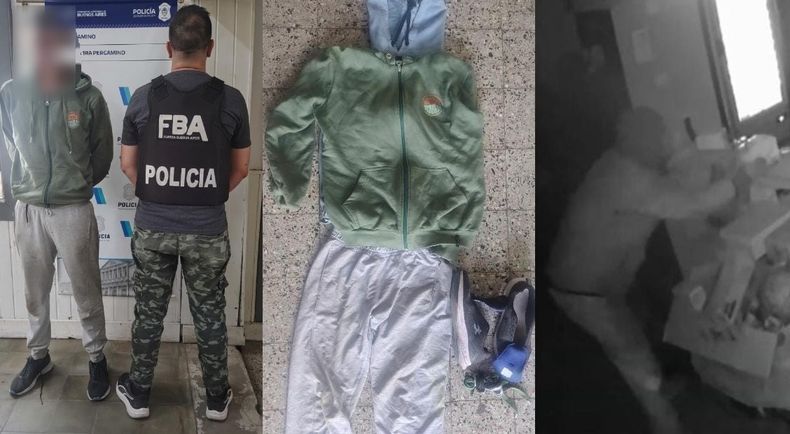Al momento de ser aprehendido le secuestraron la misma indumentaria que quedaron filmadas por las cámaras de seguridad del complejo Play Fútbol horas antes del intento de robo en la casa.