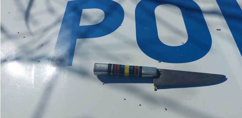 El cuchillo que le secuestró la Policía al adolescente que irrumpió en la morada familiar de Balboa al 1.600.