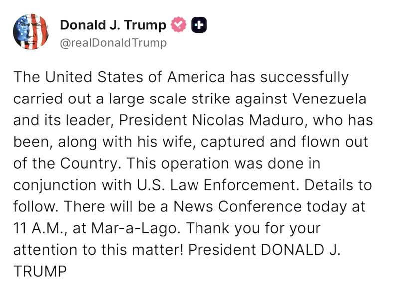 Posteo de Donald Trump