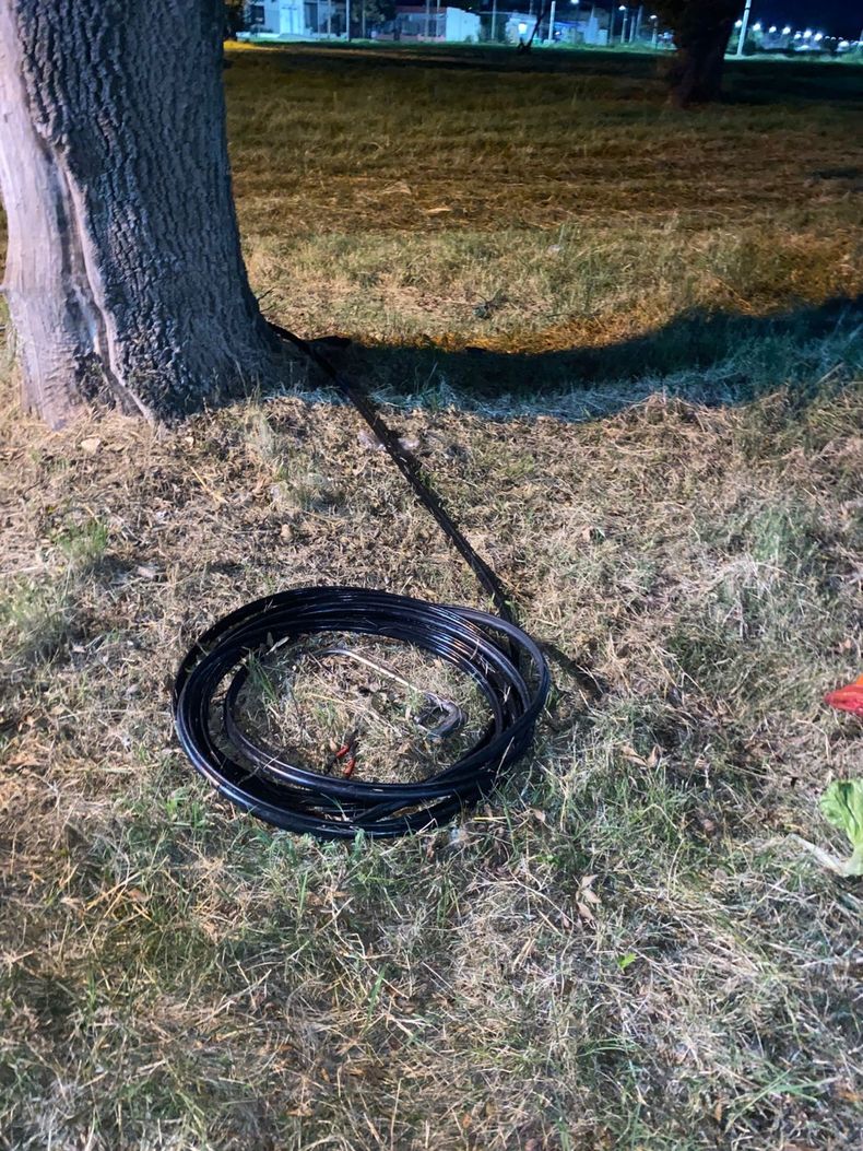 El lugar donde interceptaron al sospechoso con un rollo de cables sustraído.